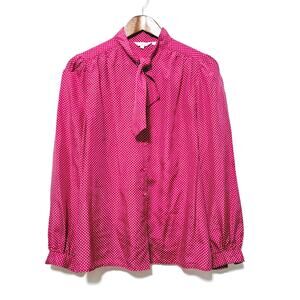 Royal Silk 100% Pure Silk Button-Up Top Size 12 pink Polka-dot Vintage Classic